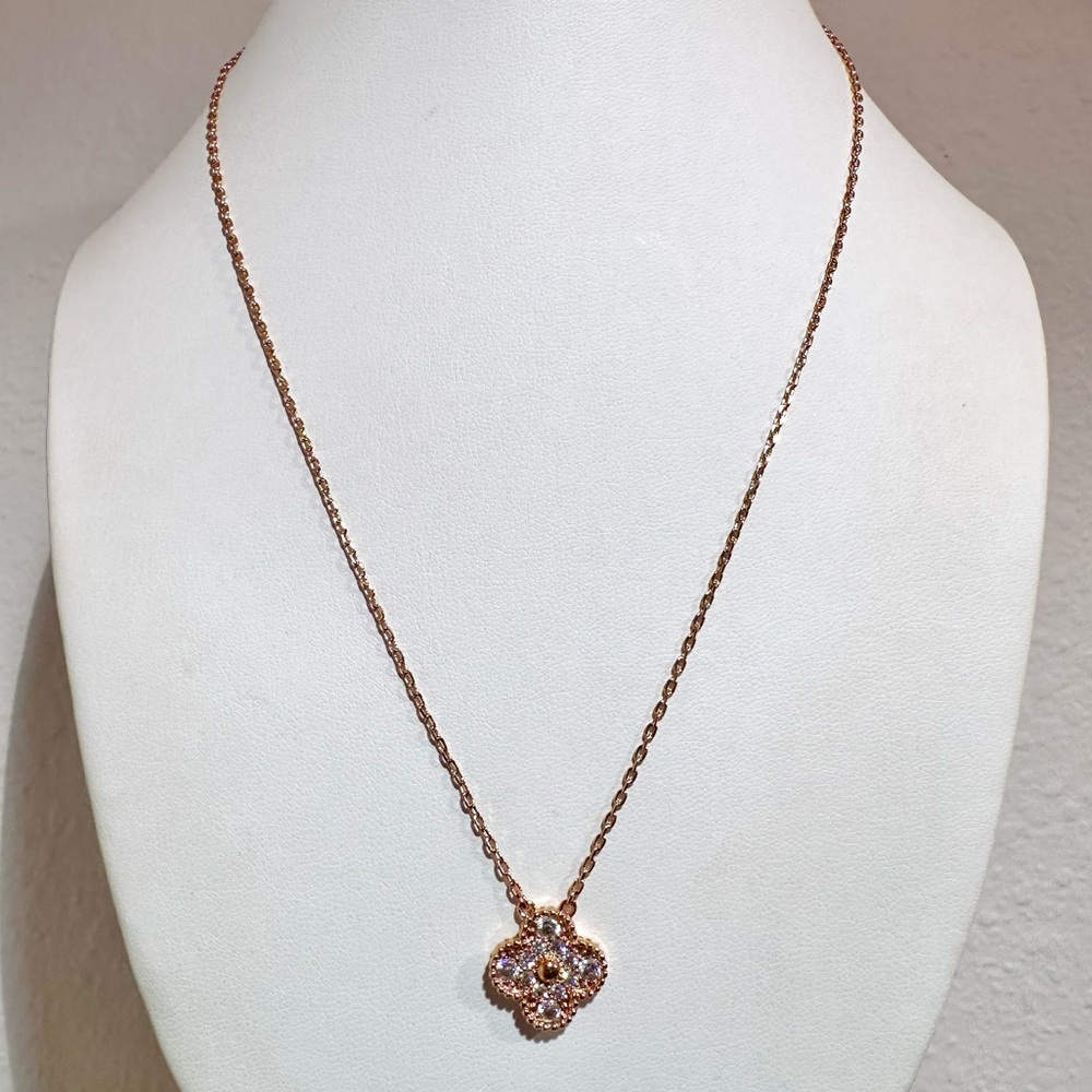 Rose Gold Clover Pendant Necklace - Picture 3 of 5